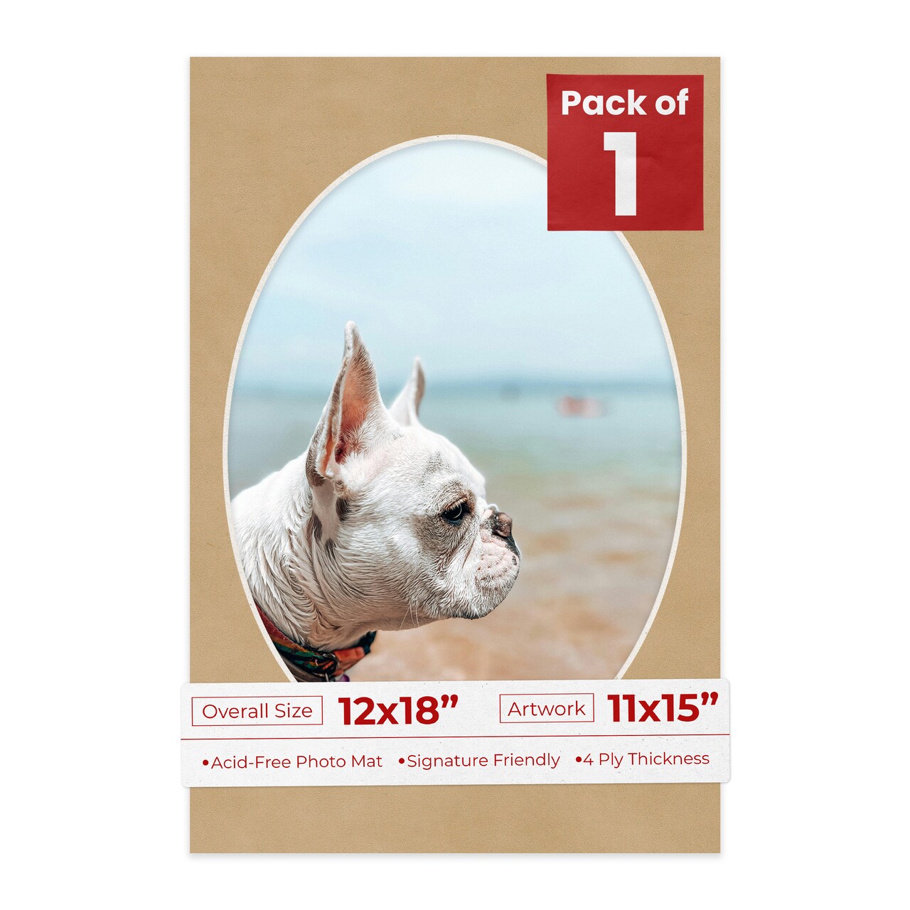 Beige Suede Mat Board for 12x18 Frames - Oval Opening for 11x15 Photos